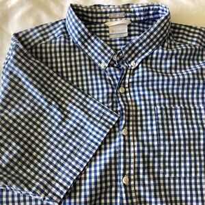 Men’s Columbia Button Down Short Sleeve Blue n White Gingham Shirt Size 2X
